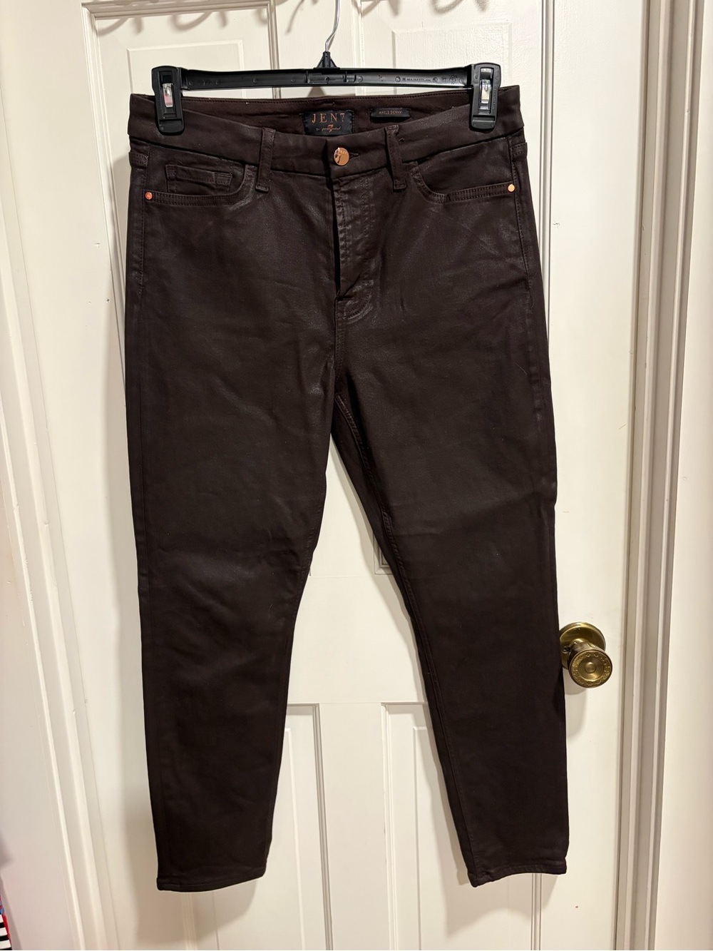 JEN7 Seven For All Mankind Ankle Skinny Brown Faux Leather Look  - 29 Like New